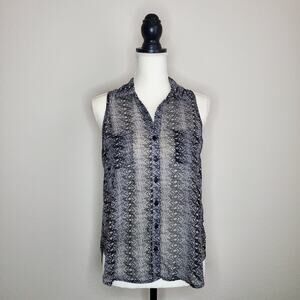Lily White Sheer Patterned Tank Top Medium